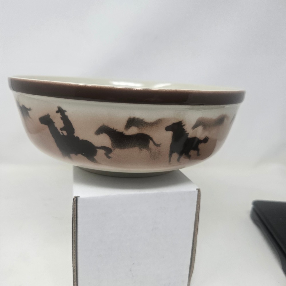 Montana Lifestyles Montana Traditions Horse Cowboy Ceramic Bowl Thomas Norby Y2K